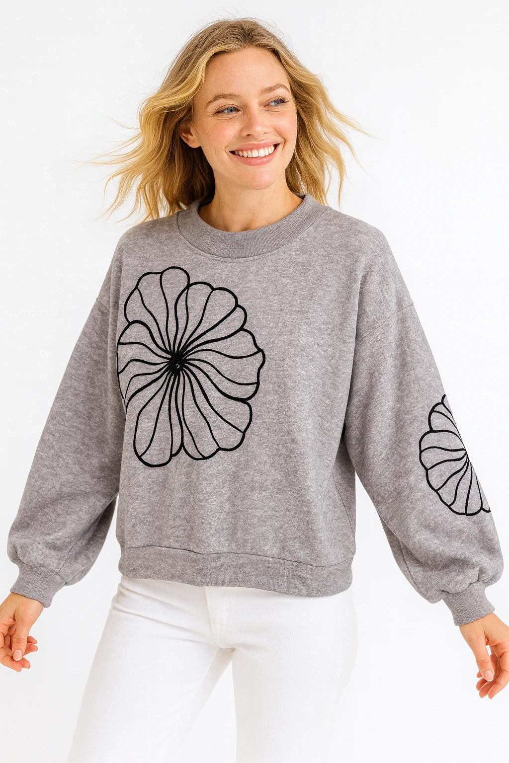 İtalyan Desenli Triko Kazak - GRİ