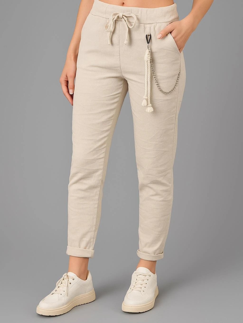 İtalyan Likralı Pantolon - BEJ