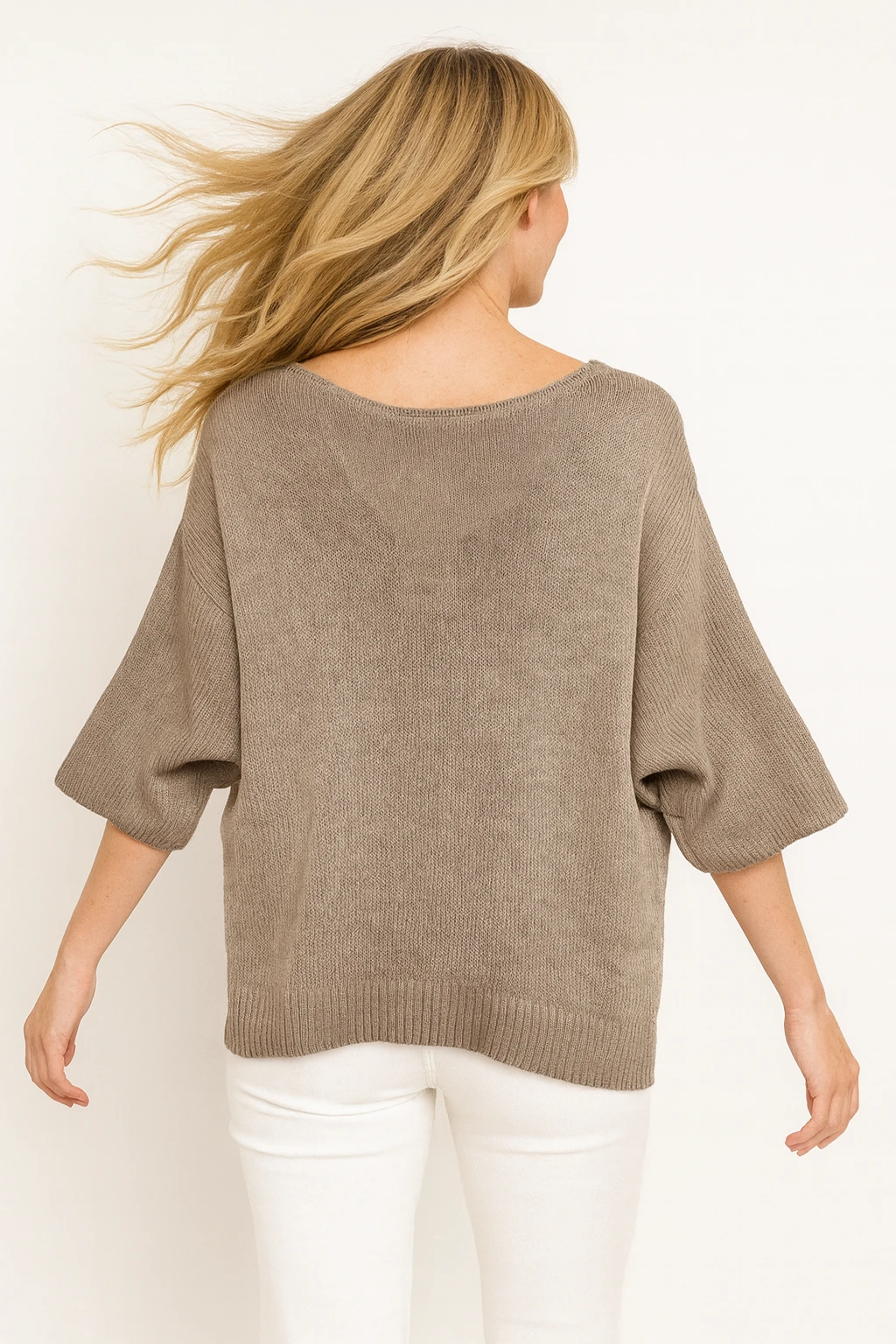 İtalyan Varak Baskılı Triko Bluz - VİZON