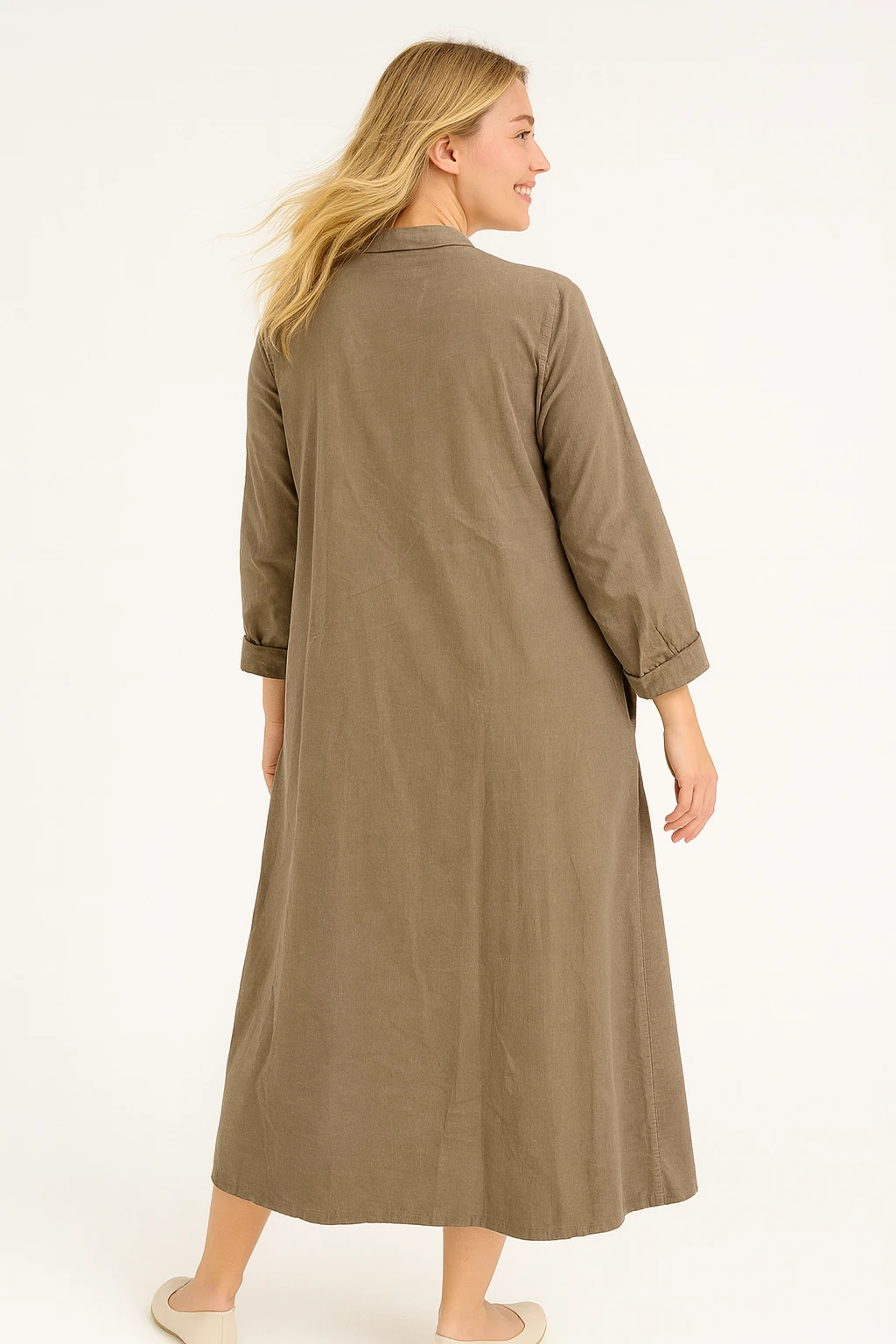 İtalyan Dantel Detaylı İnce Fitilli Kadife Elbise - VİZON