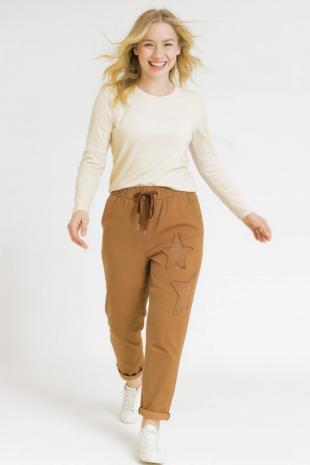 İtalyan Yıldız Detaylı Likralı Pantolon - TARÇIN