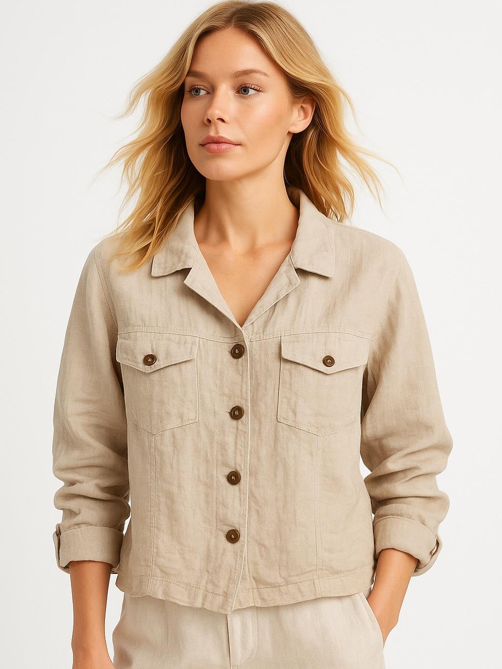 İtalyan Keten Gömlek - BEJ