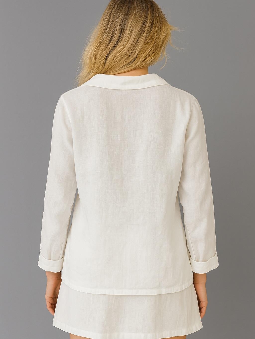 İtalyan Keten Tasarım Ceket - BEYAZ