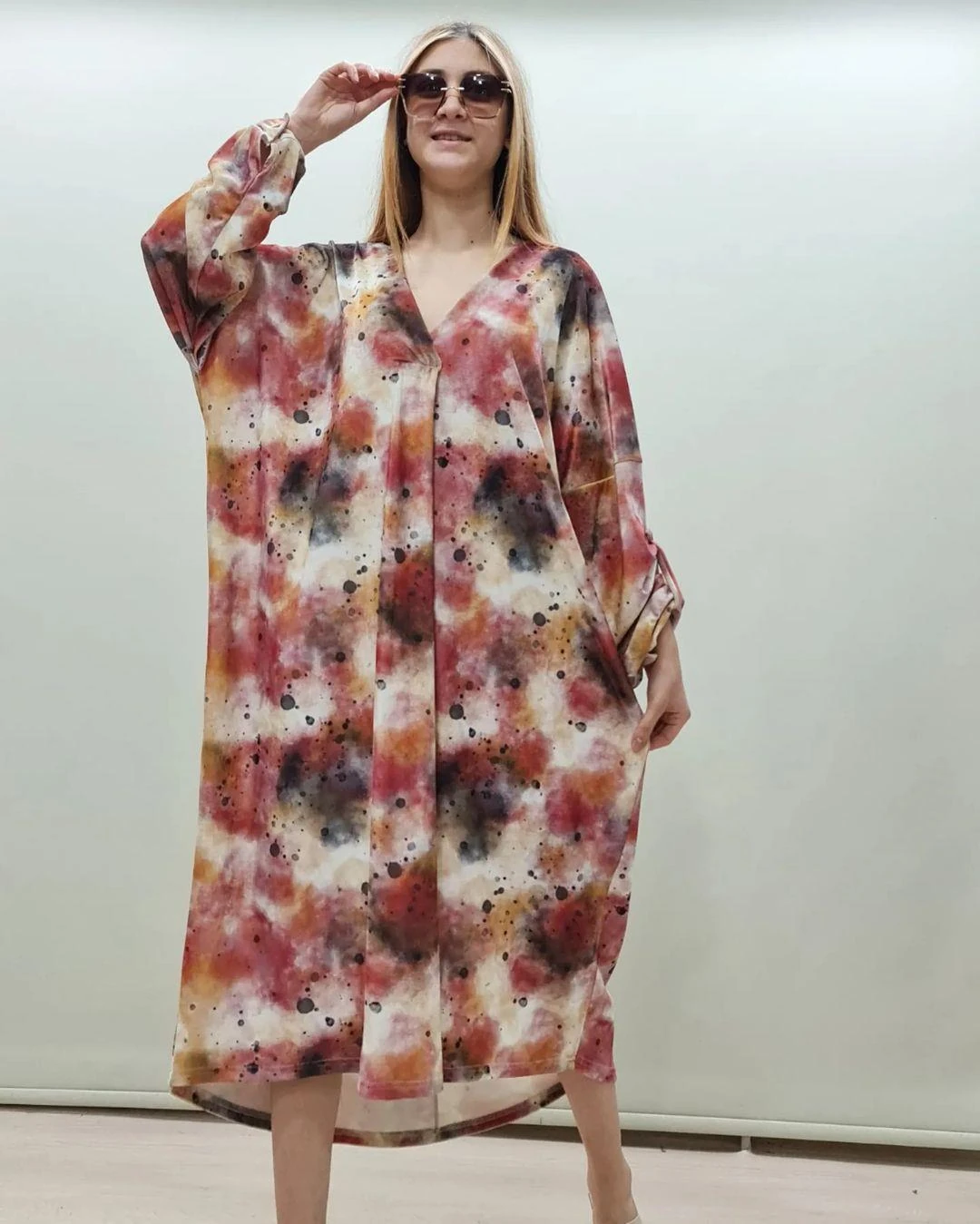 İtalyan Kadife Elbise - KIRMIZI