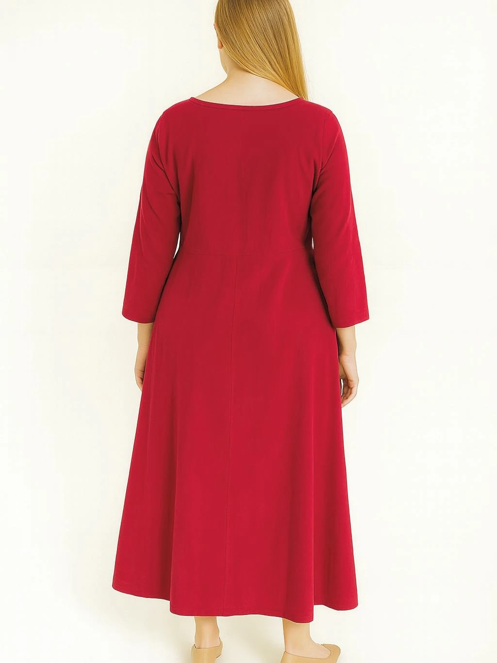 İtalyan Kadife Elbise - BORDO