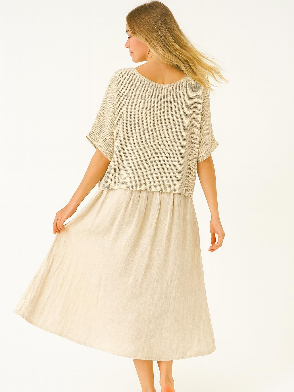 İtalyan File Elbise - BEJ