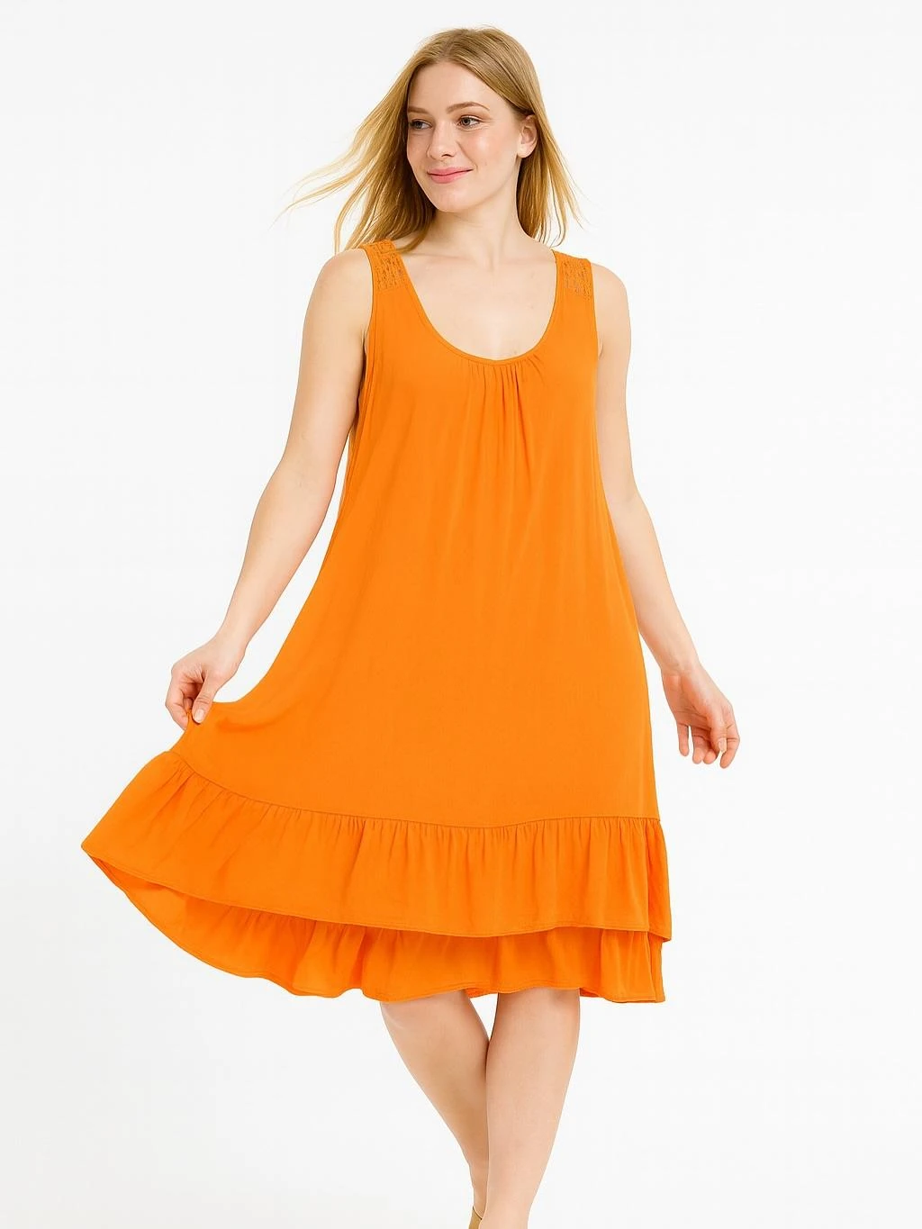 İtalyan Pamuklu Elbise - TURUNCU