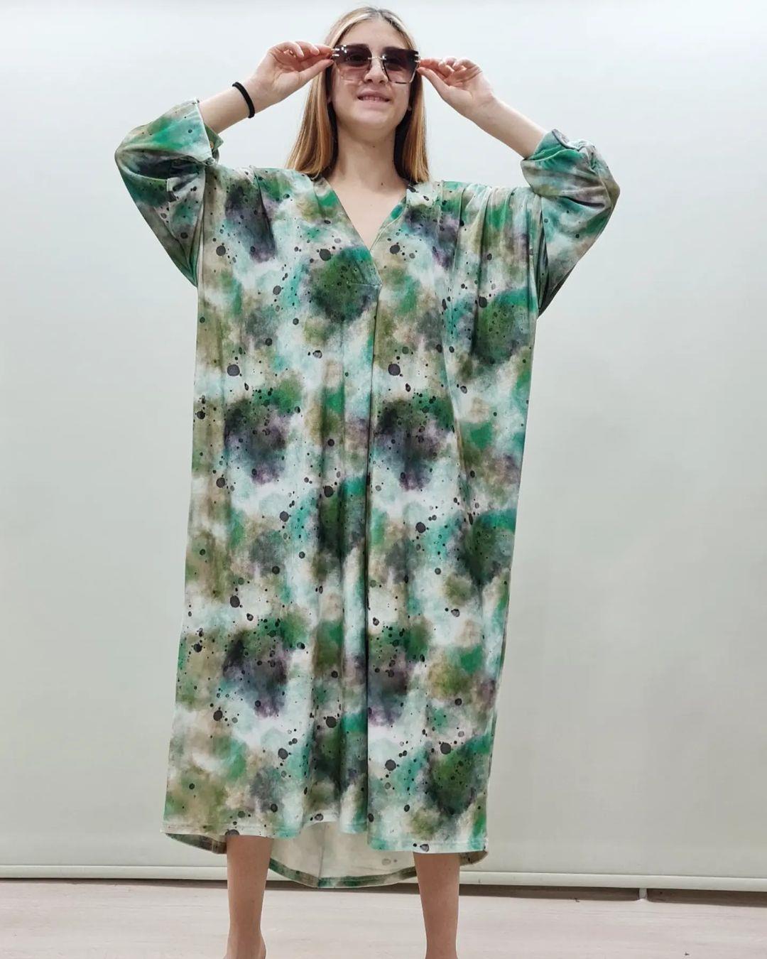 İtalyan Kadife Elbise - YEŞİL