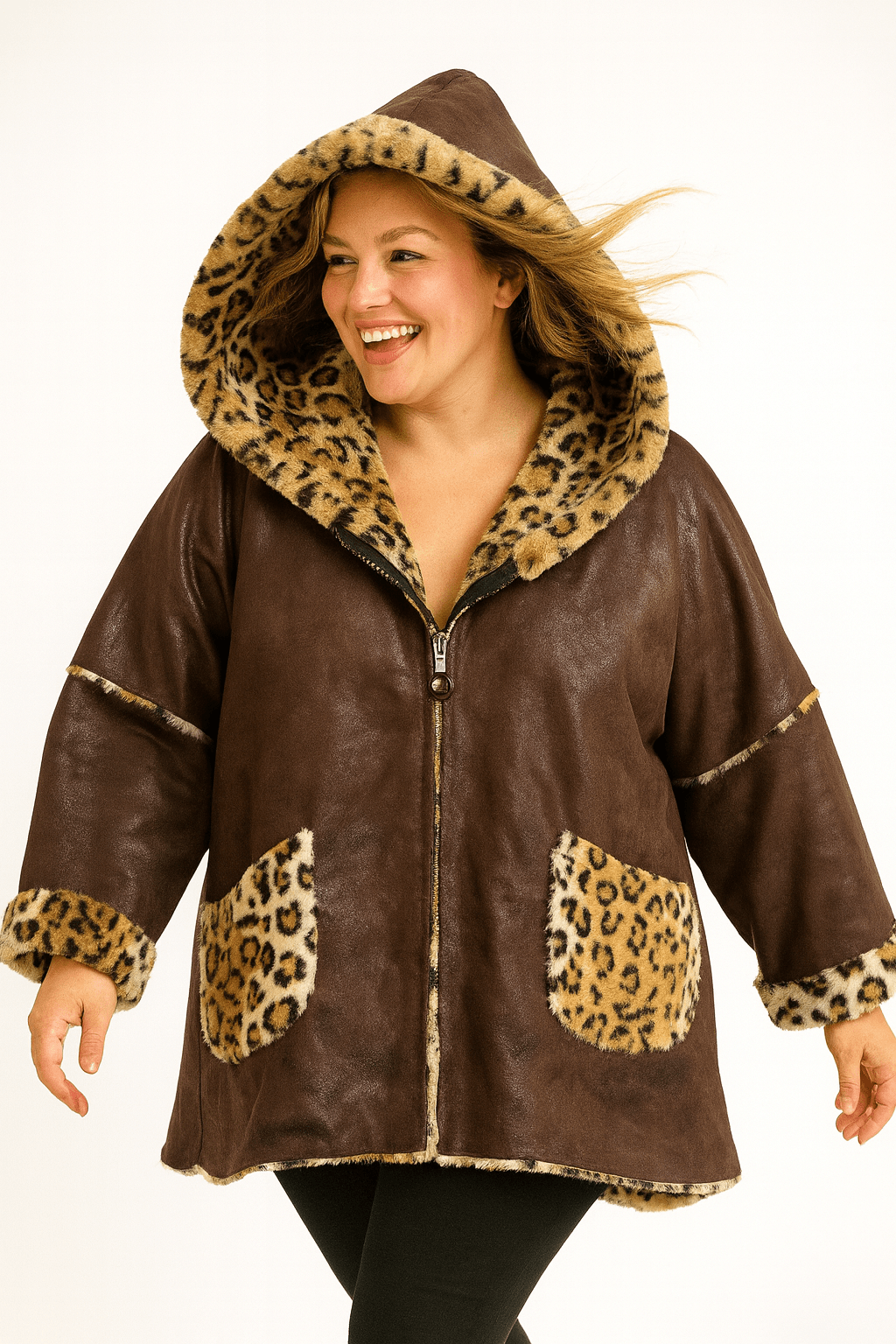 İtalyan İçi Kürklü Kısa Kaban - KAHVERENGİ