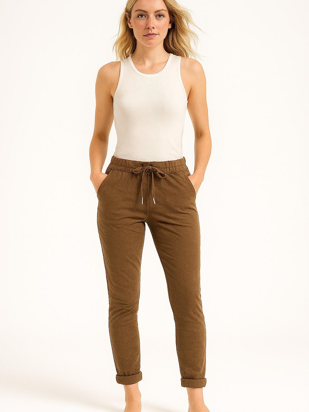 İtalyan Likralı Pantolon - KAHVERENGİ