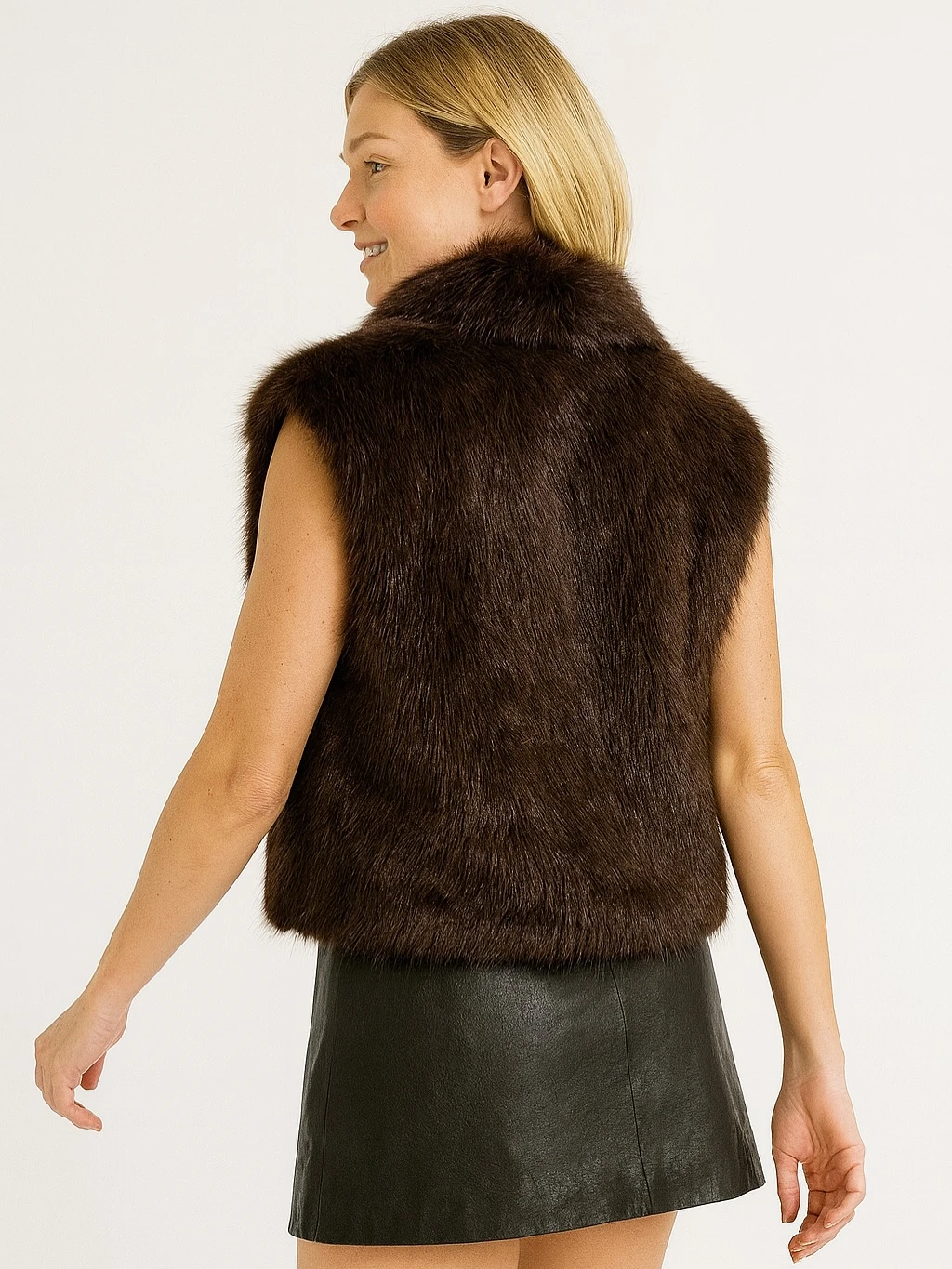 İtalyan Kürk Yelek - KAHVERENGİ