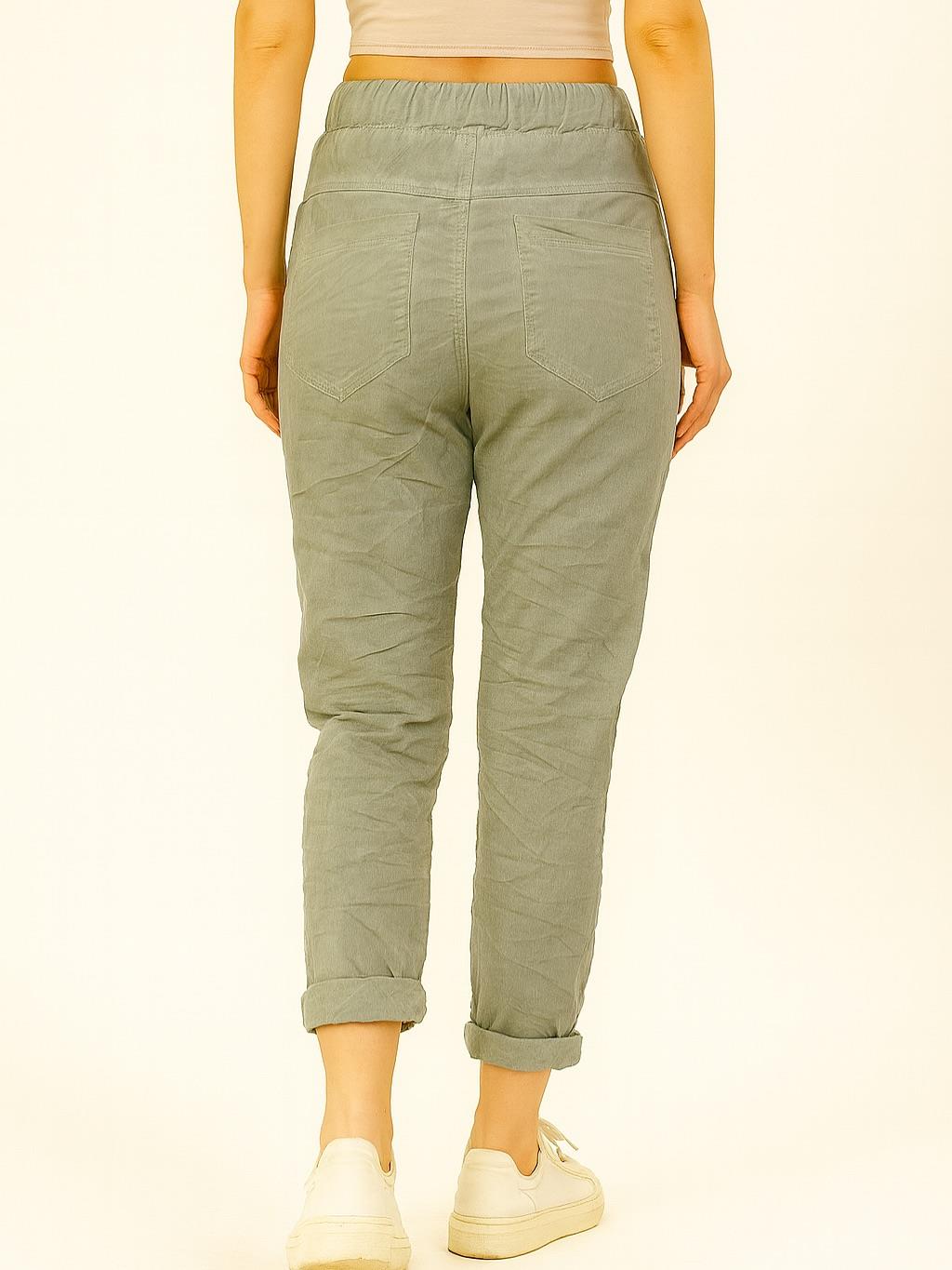 İtalyan Pul Payet Detaylı Likralı Pantolon - HAKİ