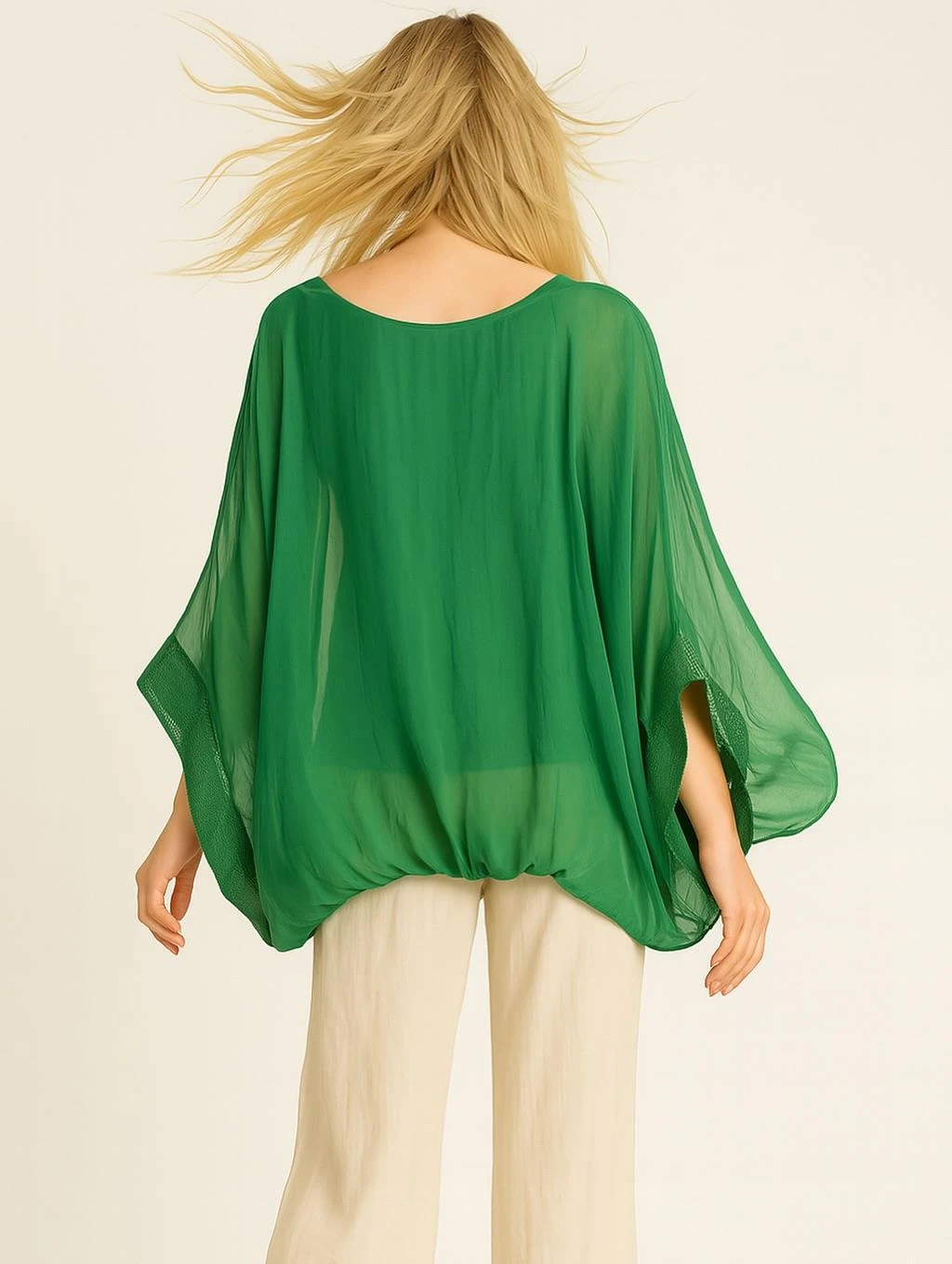 İtalyan İpek Bluz - YEŞİL