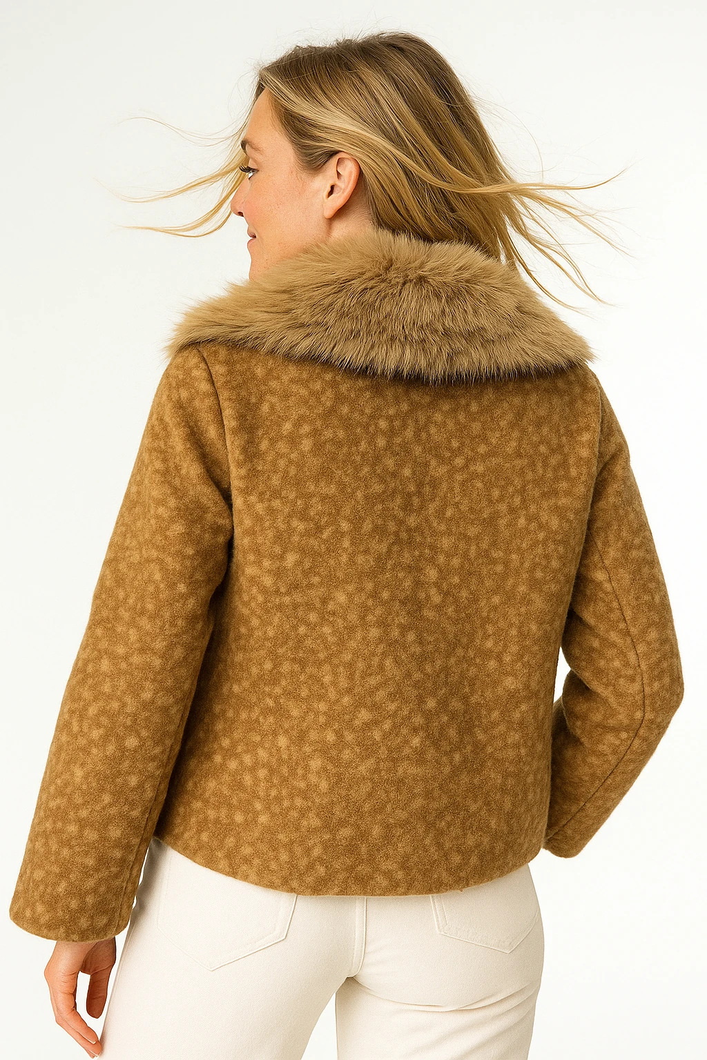 İtalyan Kürklü Yaka Keçe Ceket - BAL