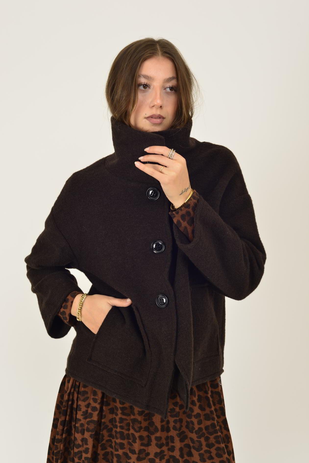 İtalyan Düğme Detaylı Keçe Ceket - ACI KAHVE