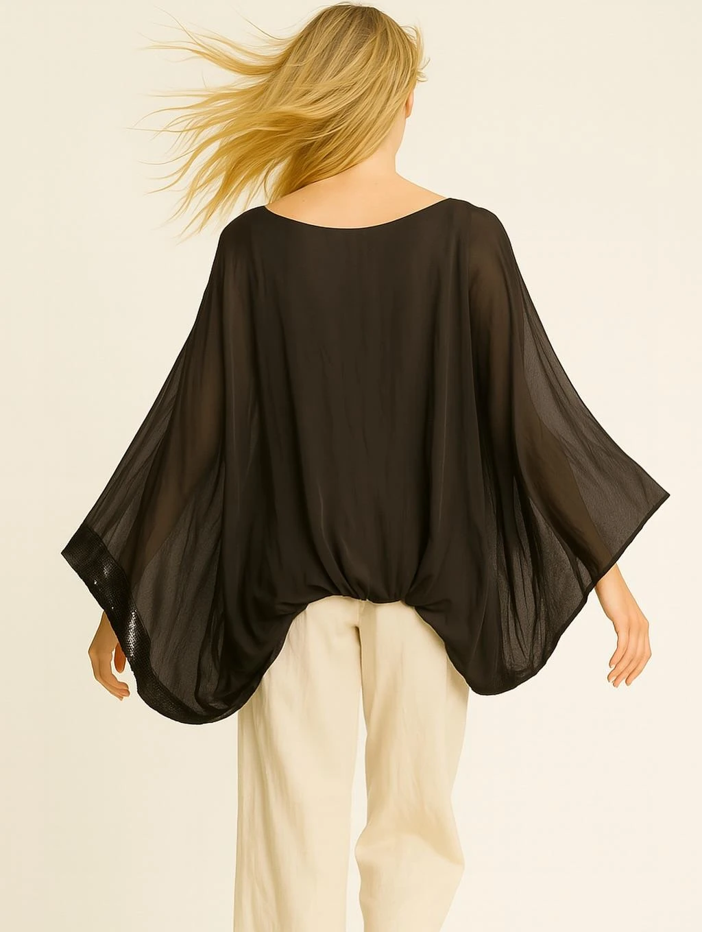 İtalyan İpek Bluz - SİYAH