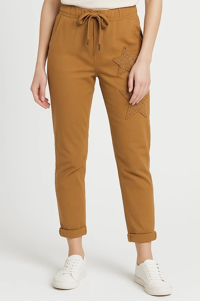 İtalyan Yıldız Detaylı Likralı Pantolon - TARÇIN