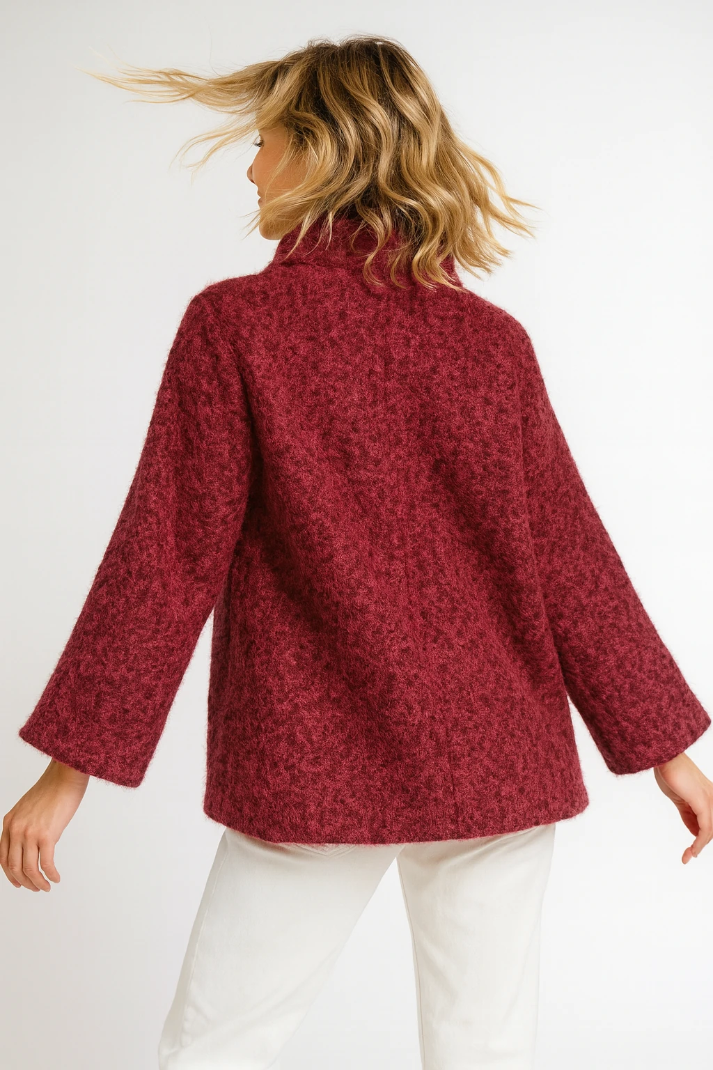 İtalyan Düğme Detaylı Keçe Ceket - KIRMIZI