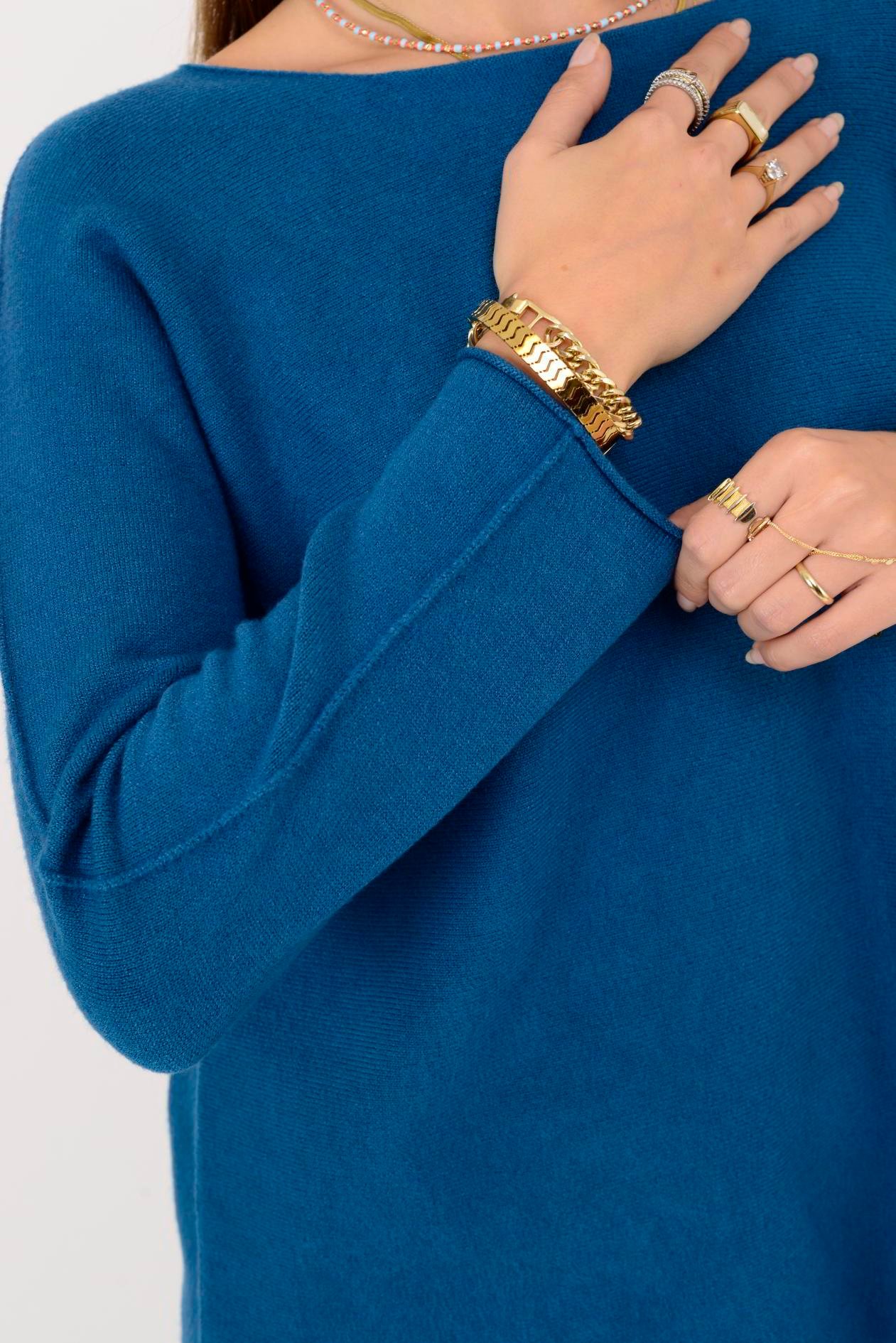 İtalyan Bisiklet Yaka 2'Li Triko Takım - TURKUAZ