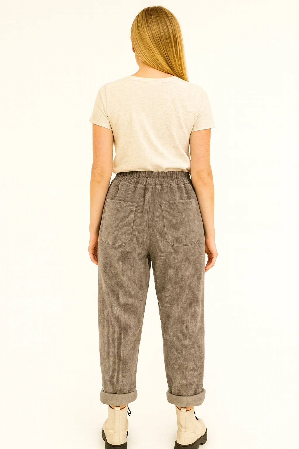 İtalyan Cep Detaylı Fitilli Kadife Pantolon - VİZON