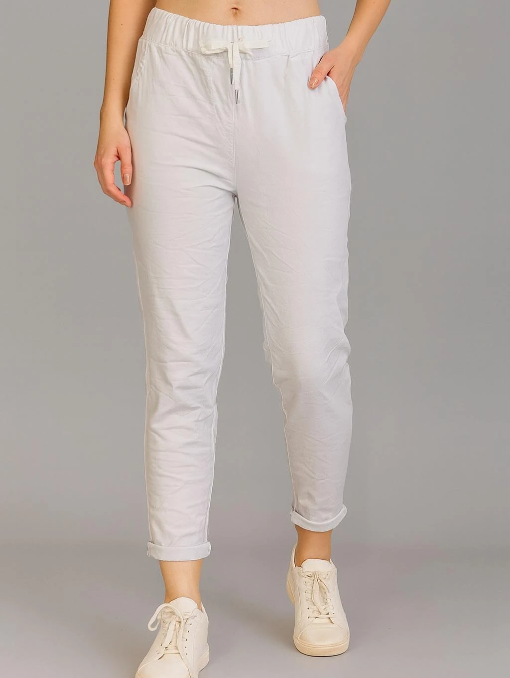 İtalyan Likralı Pantolon - BEYAZ