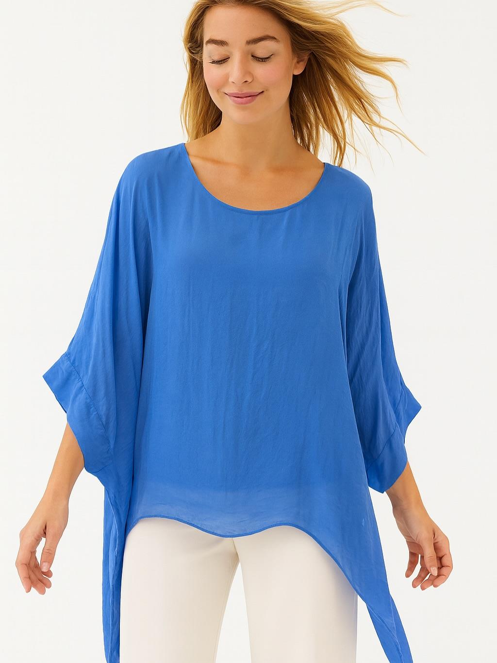 İtalyan İpek Bluz - OKYANUS MAVİSİ