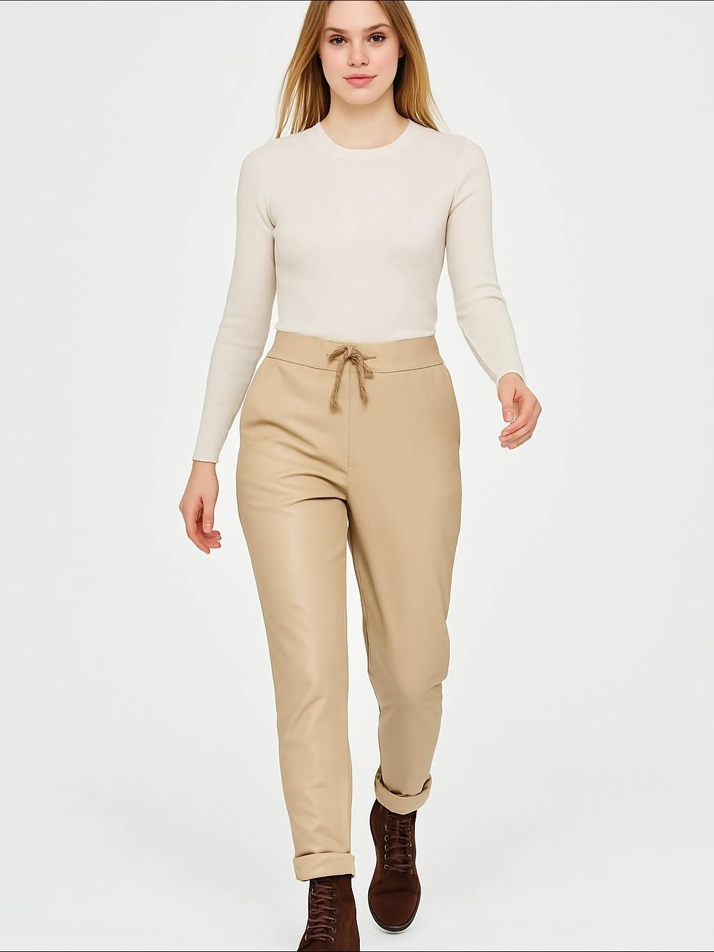 İtalyan Deri Pantolon - VİZON