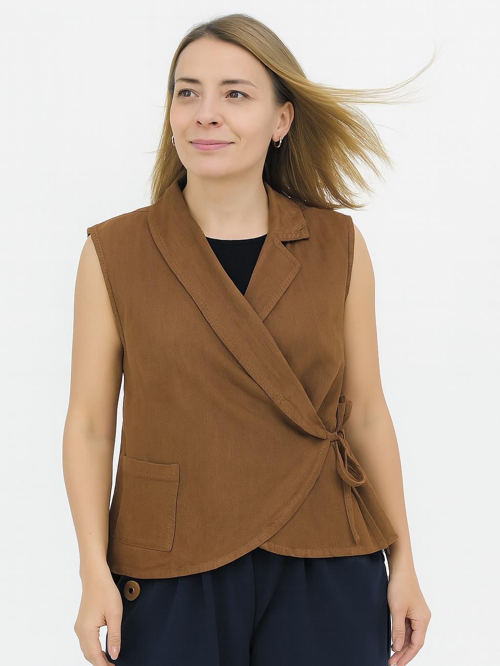 İtalyan Kadife Tasarım Yelek - KAHVE