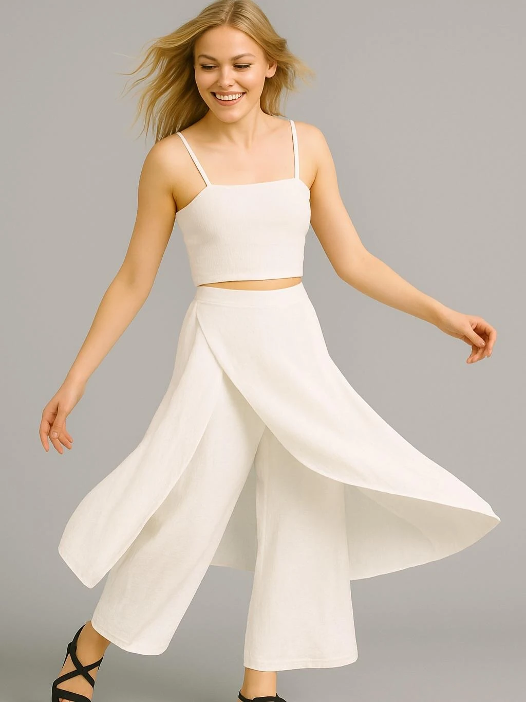 İtalyan Keten Kapaklı Pantolon - BEYAZ