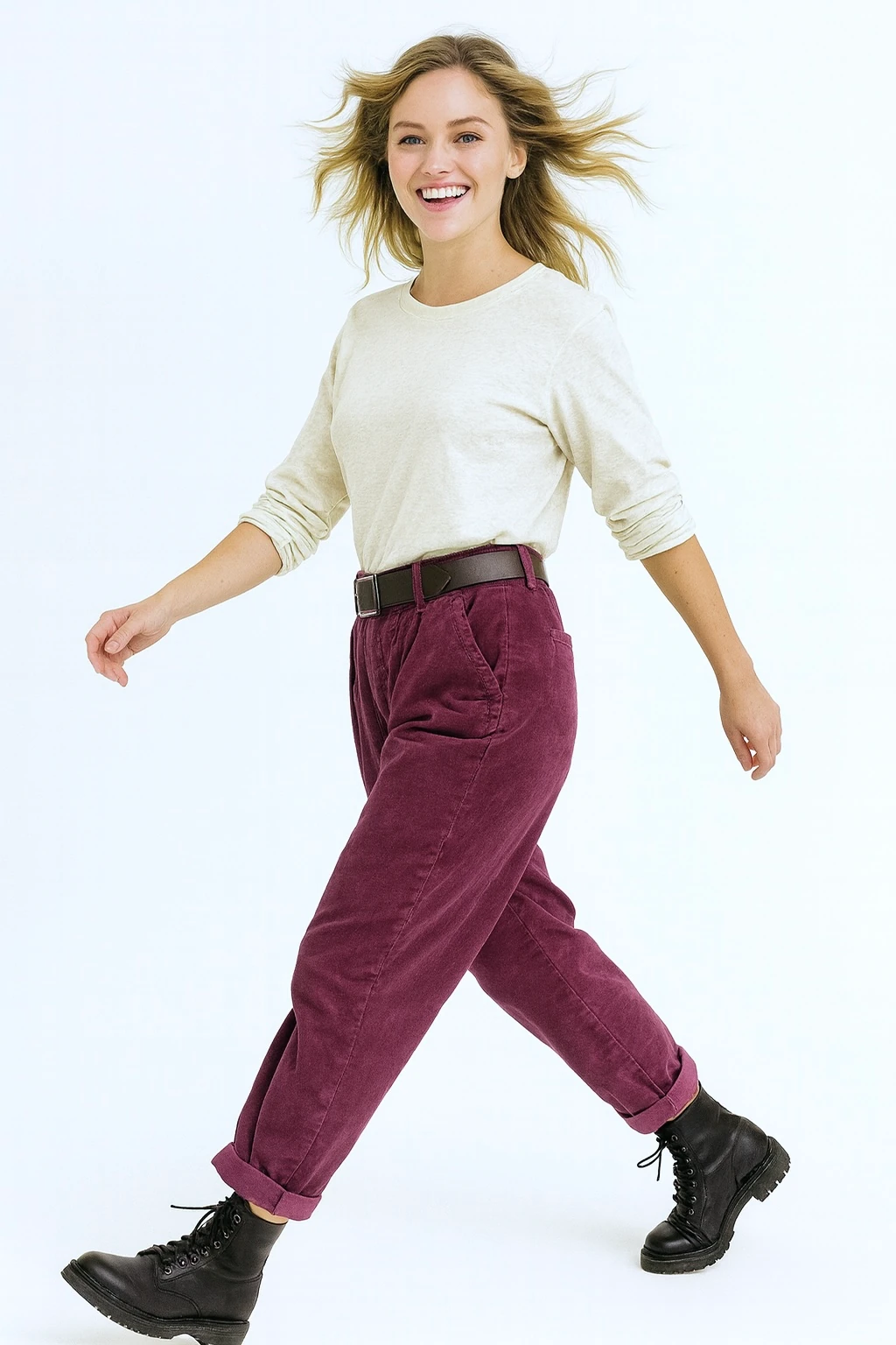 İtalyan Havuç Model Likralı Kadife Pantolon - MÜRDÜM