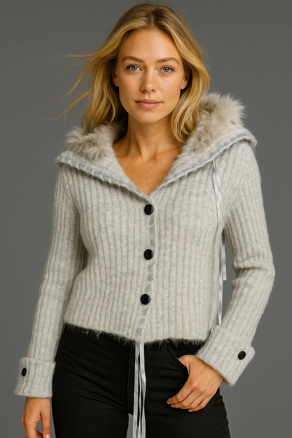 İtalyan Tasarım Triko Hırka - KOYU BEJ