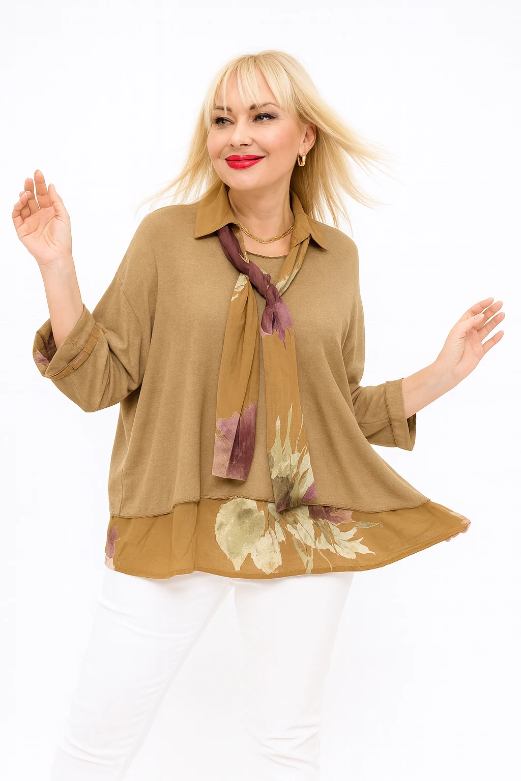 İtalyan Fularlı 3'lü Takım Bluz - BAL