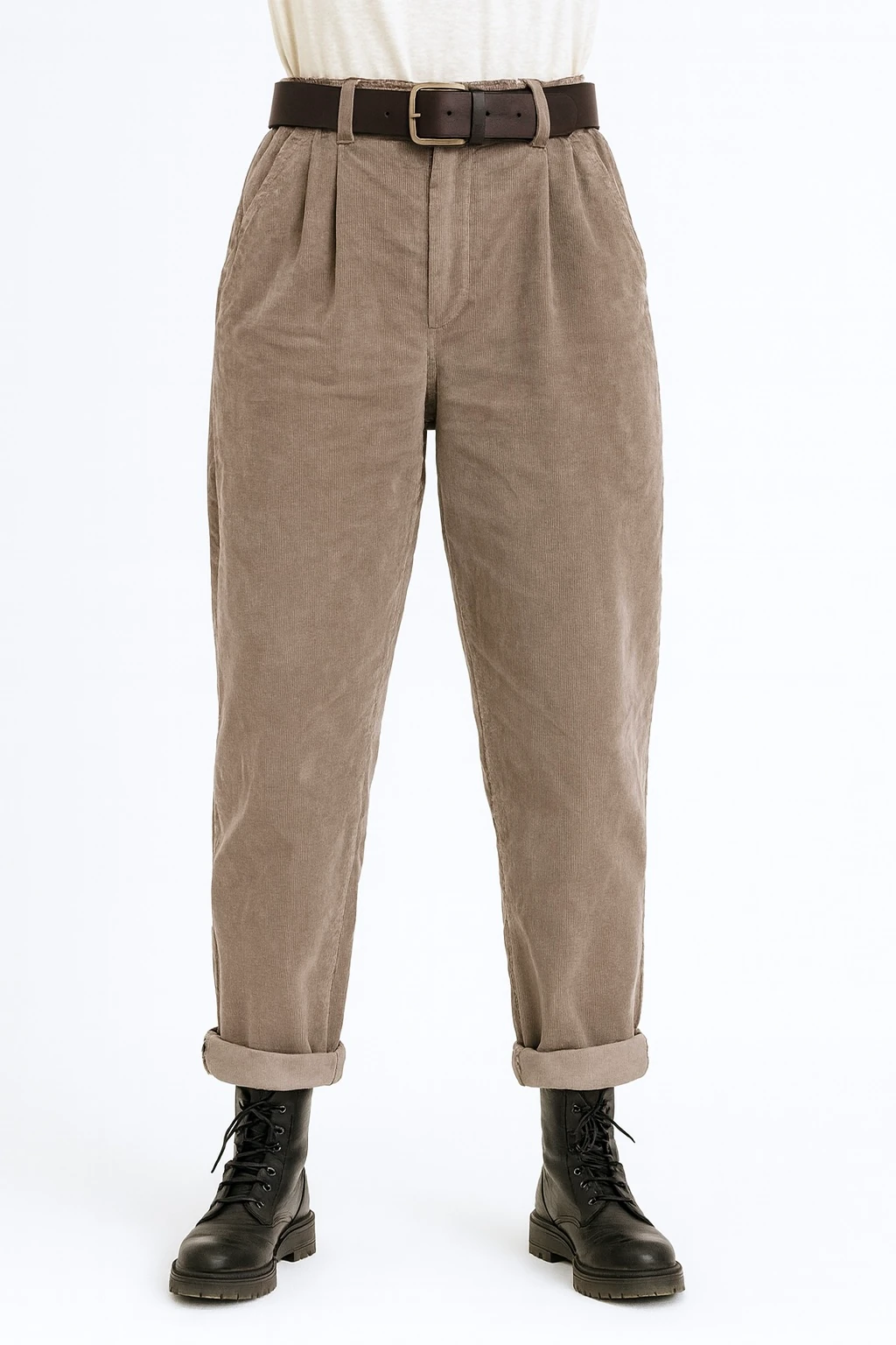 İtalyan Havuç Model Likralı Kadife Pantolon - VİZON