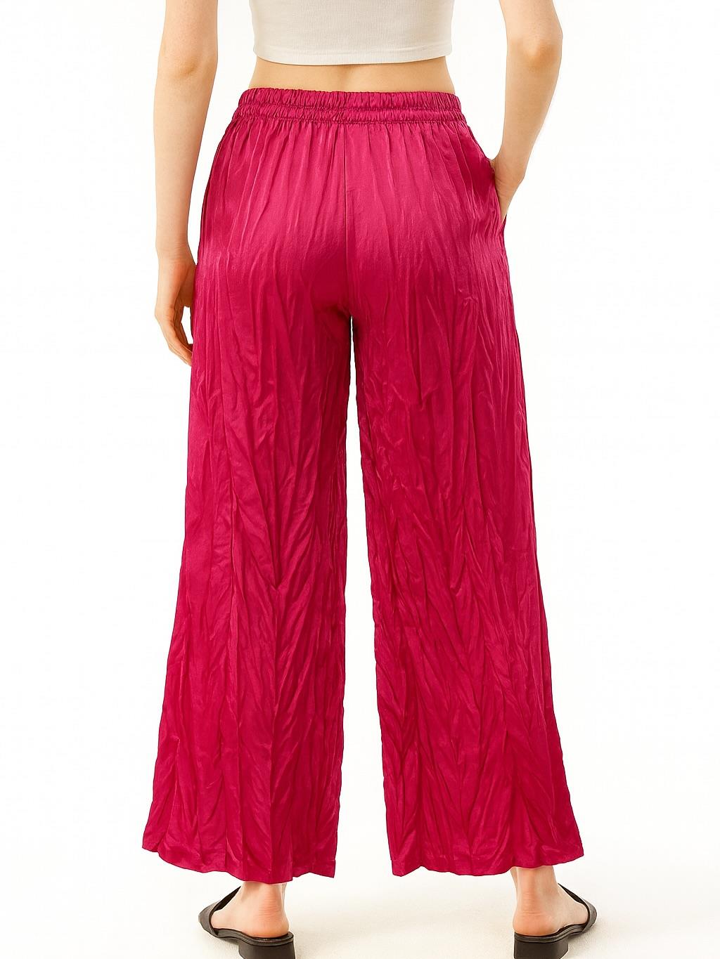 İtalyan Saten Pantolon - FUŞYA