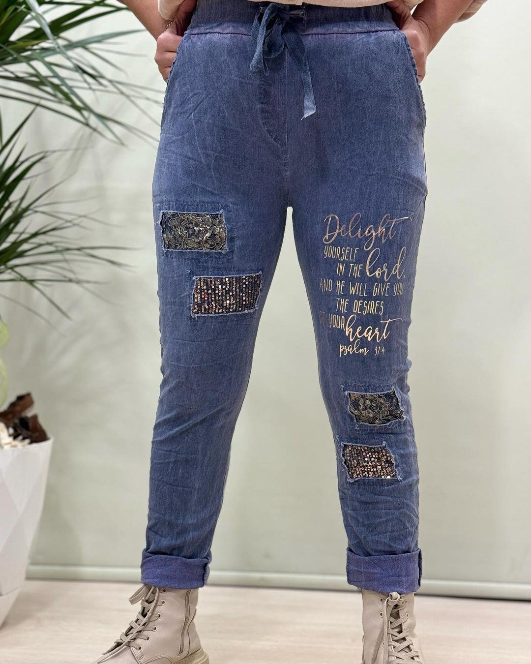 İtalyan Pul Payetli Likralı Pantolon - SAKS