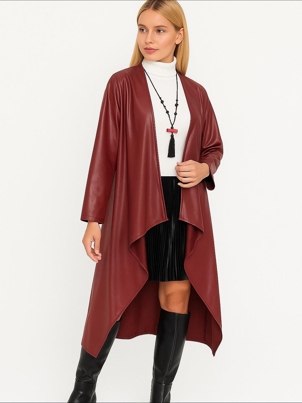 İtalyan Deri Kap - BORDO