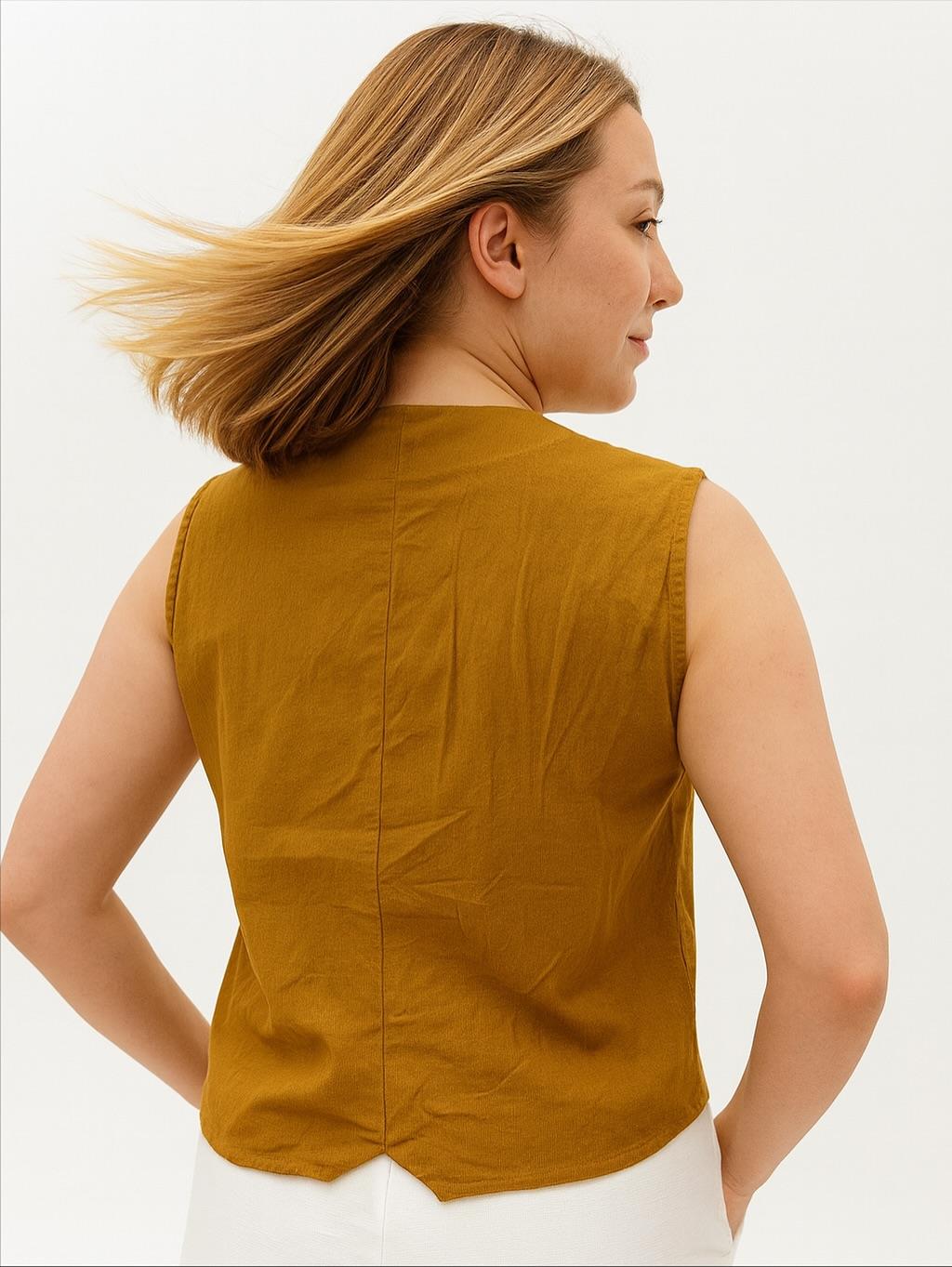 İtalyan Kadife Yelek - HARDAL