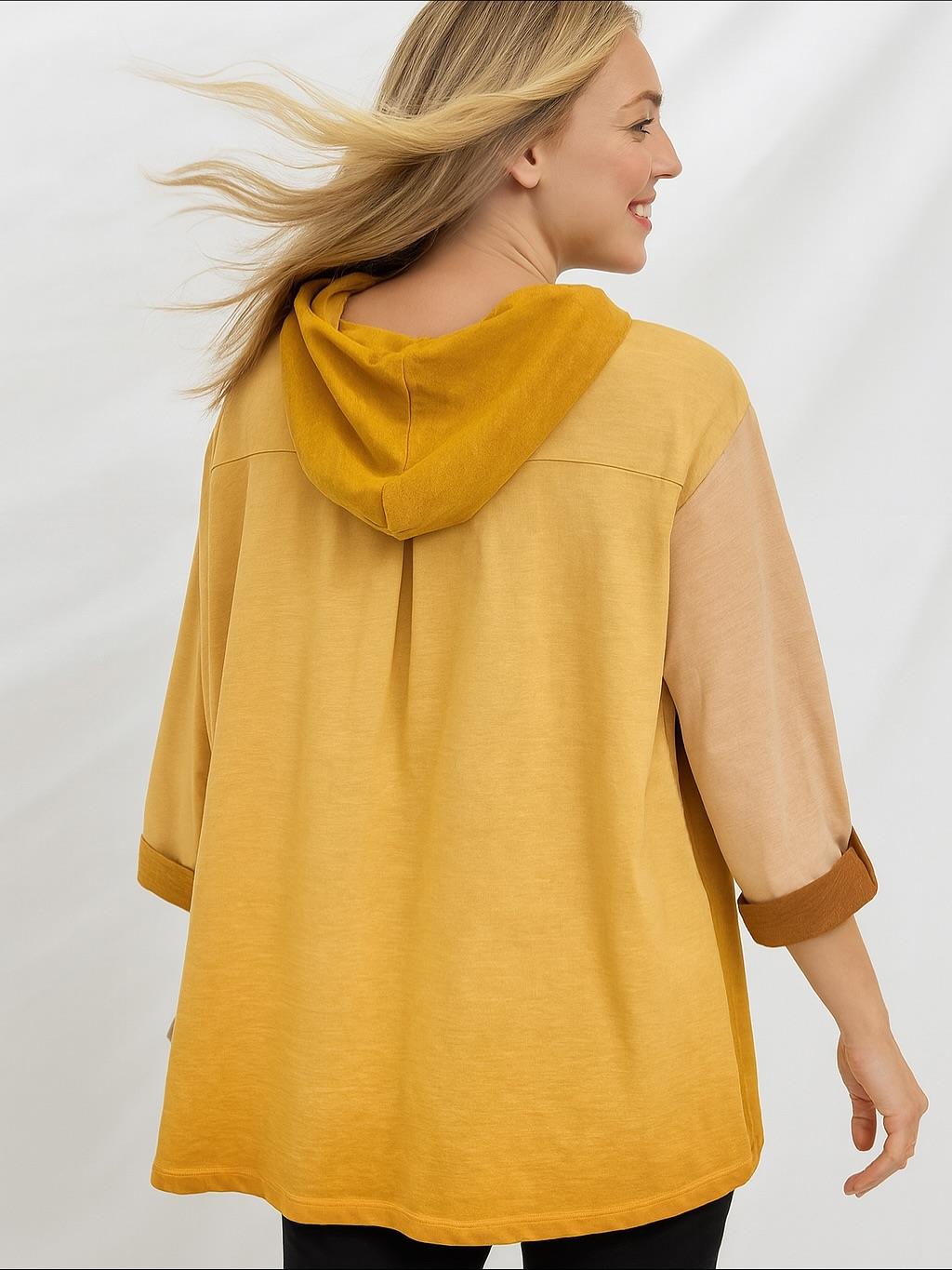 İtalyan Yıldız Desen Nubuk Bluz - HARDAL