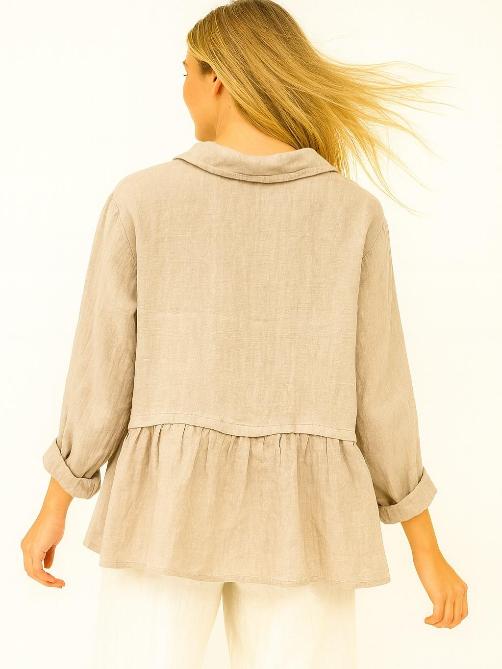 İtalyan Keten Gömlek - BEJ