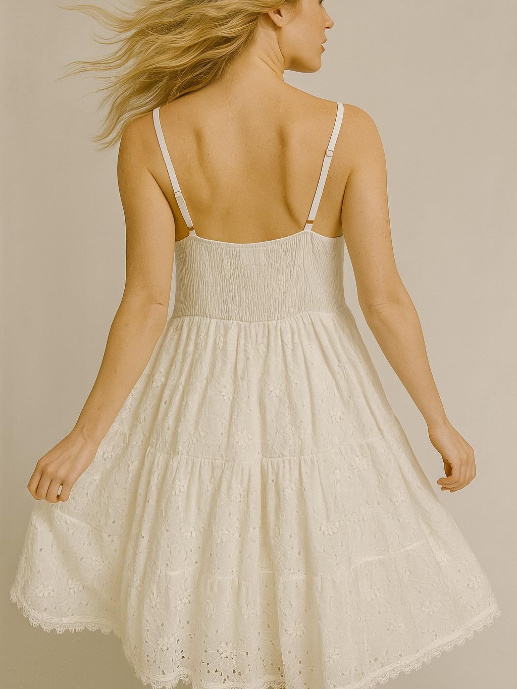 İtalyan Özel Tasarım Dantel Elbise - BEYAZ