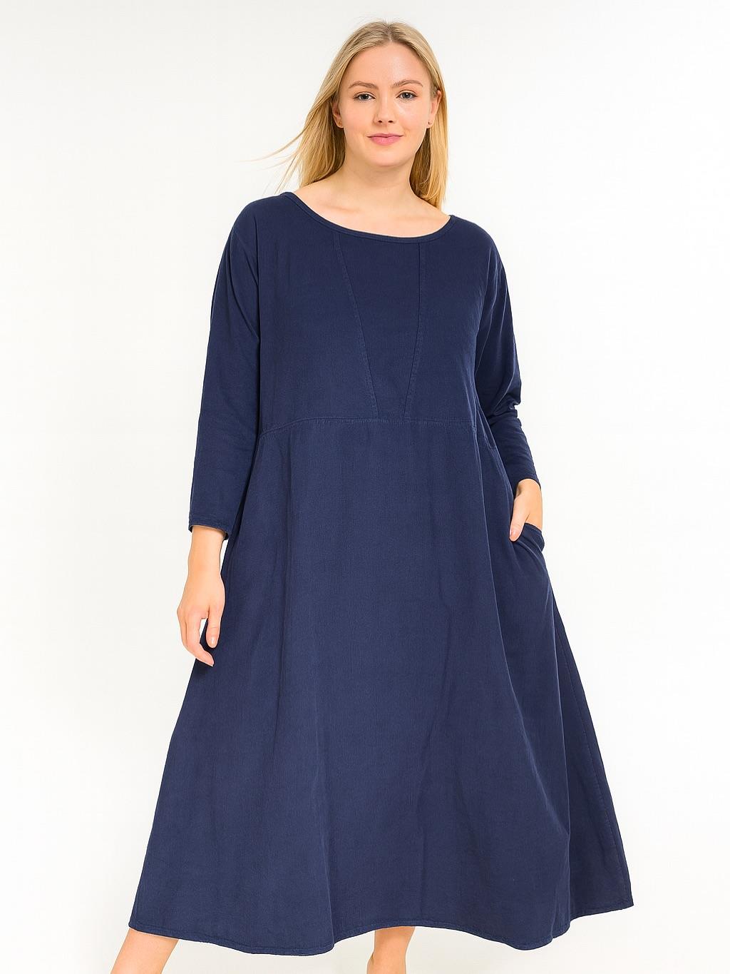 İtalyan Kadife Elbise - LACİVERT