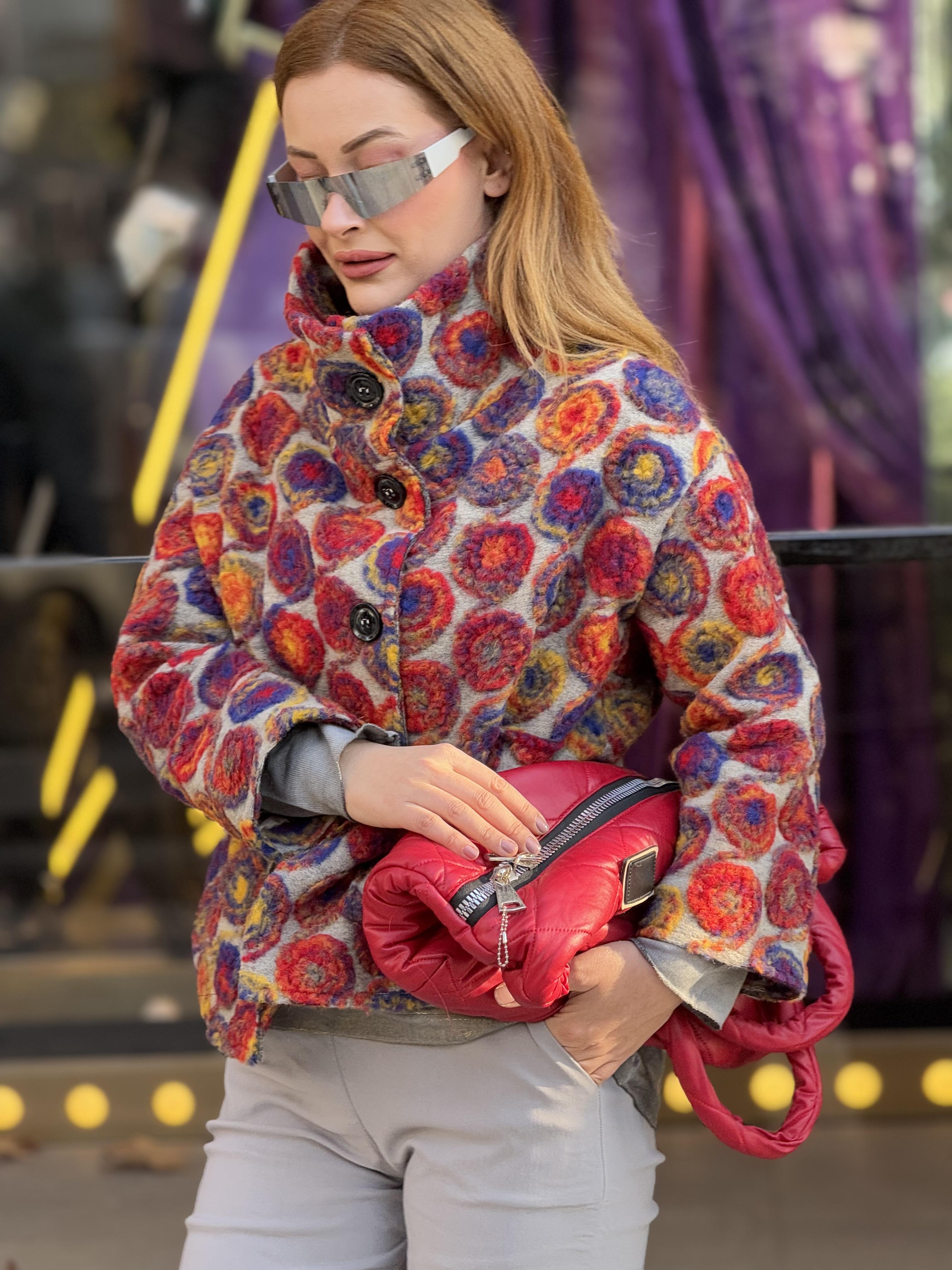 İtalyan Cep Detaylı Keçe Ceket - TAŞ