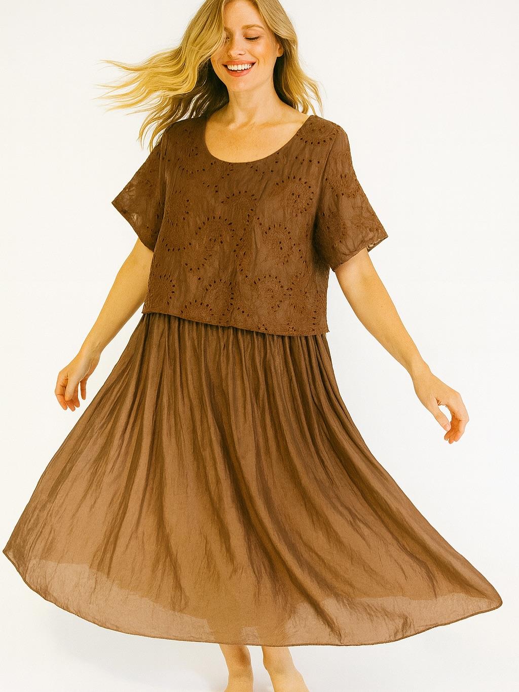 İtalyan Fisto Detaylı Elbise - KAHVERENGİ