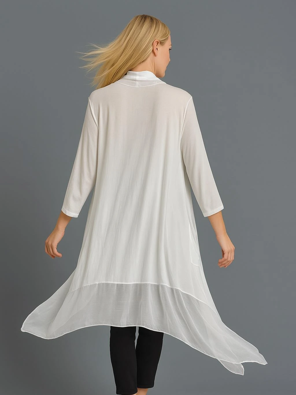 İtalyan Şal Yaka Tunik - BEYAZ