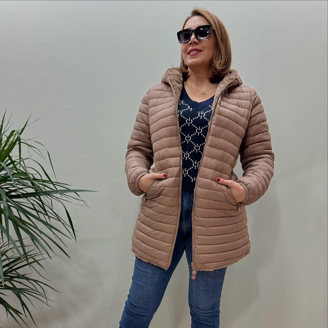 İtalyan Çift Taraflı Kürklü Mont - BEJ