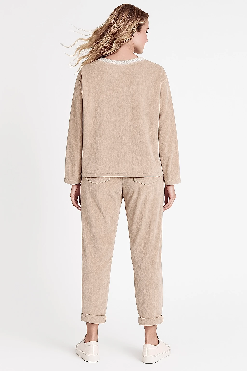 İtalyan Yıldız Detaylı Kadife Takım - BEJ