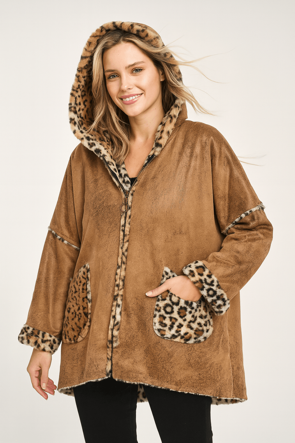 İtalyan İçi Kürklü Kısa Kaban - KAHVE