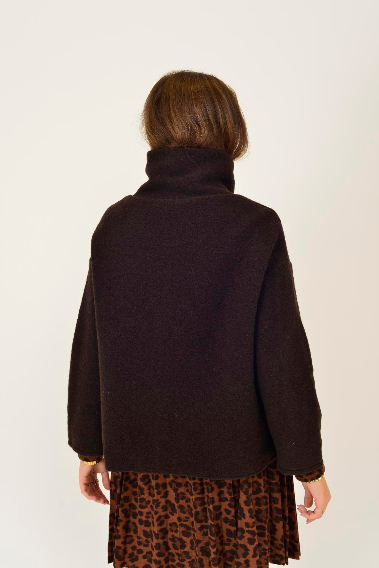 İtalyan Düğme Detaylı Keçe Ceket - ACI KAHVE