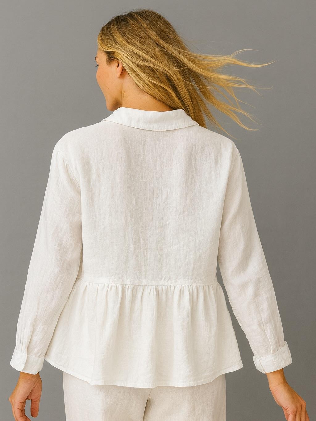 İtalyan Keten Gömlek - BEYAZ