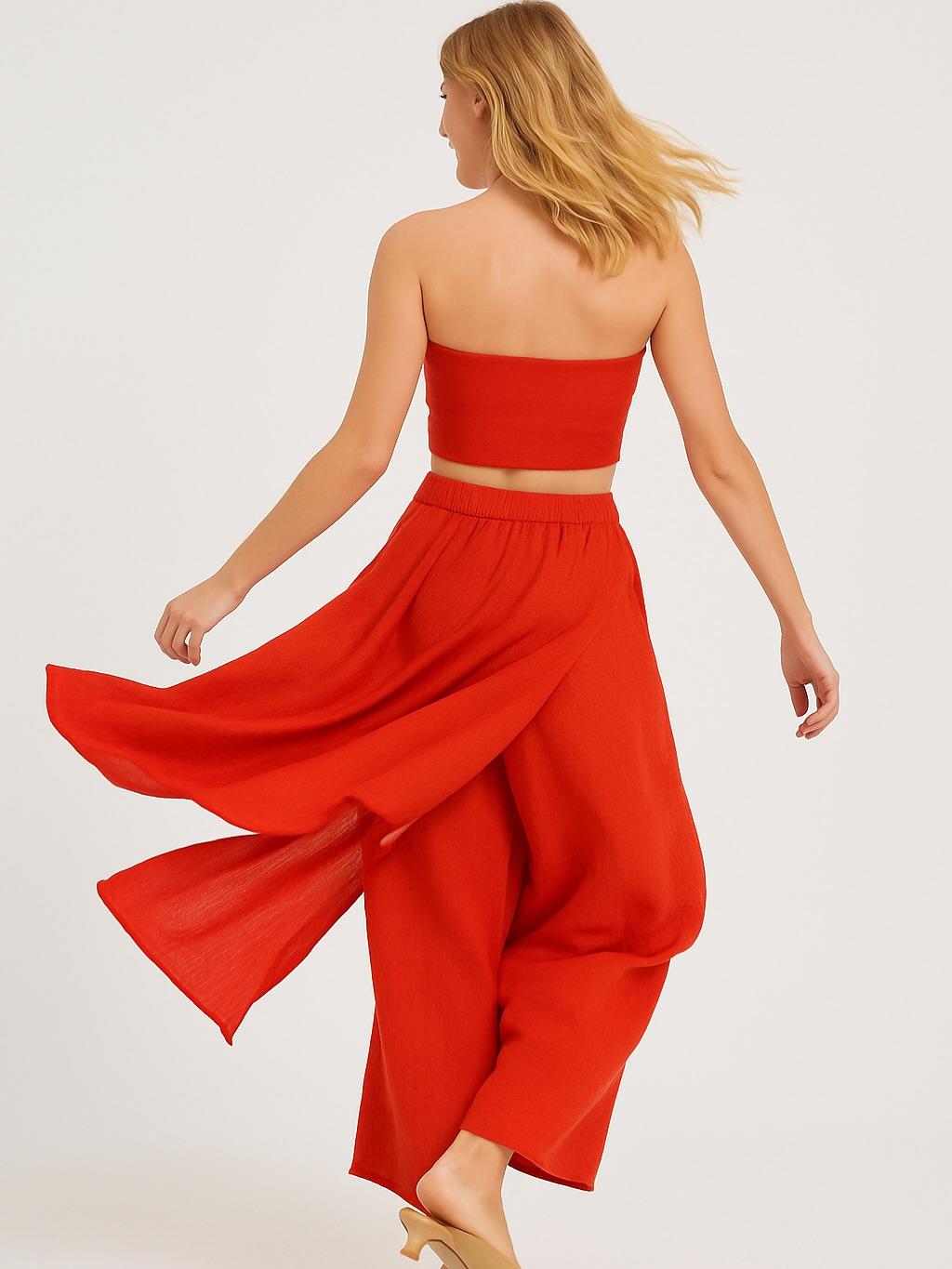 İtalyan Keten Kapaklı Pantolon - MERCAN